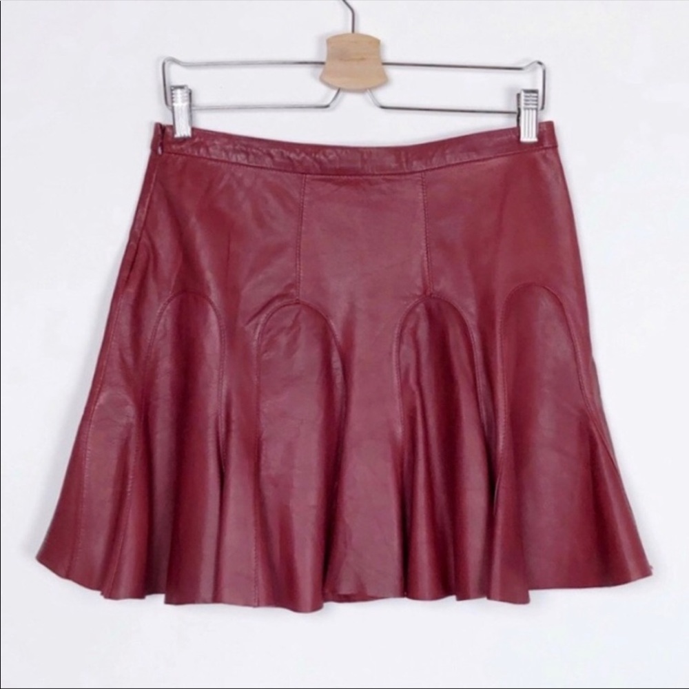 Burgundy Leather Skirt - Picture 6 of 7